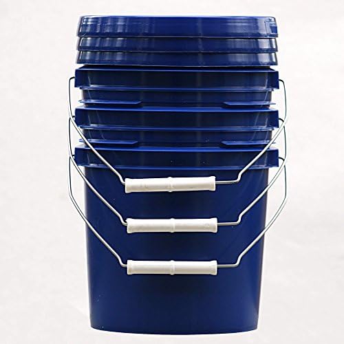 3 Pack Blue 1 Gallon Buckets with Metal Handles and Lids