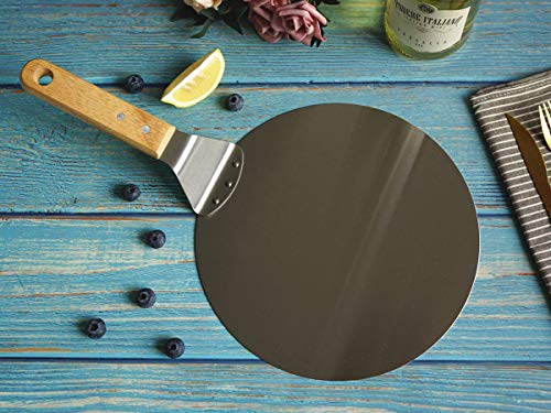 Waykea Stainless Steel Pizza Peel Wood Handle 10â€ Baking Shovel Paddle, Cake Lifter Transfer Tray for Baking Homemade Pizza, Bread, Cake, Pie