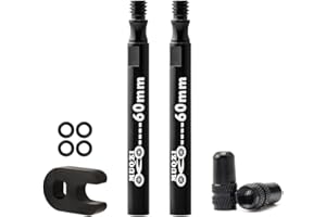 MUQZI Presta Valve Extender, Aluminum Alloy 60mm Bike Valve Extender Extension with Valve Core Remover Tool and Presta Valve Caps (2 Pack)