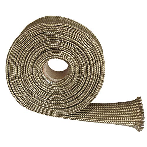Titanium Fiberglass Heat Wrap Wire Shield Sleeve- 1" ID X 10' Adjustable Titanium Exhaust Heat Shield Spark Plug Wire Heat Shield Roll For Car&Auto Wire Loom Brake Line Cable line sleeve protection