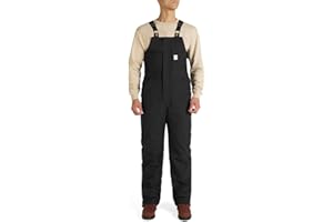 HISEA Men's Insulated Bib Overalls, Winter Water Resistant Duck Canvas Overall, Loose Fit Utility Workwear for Cold Weather