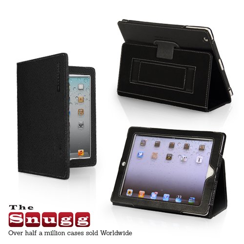 Snugg iPad3 レザーケースカバー フリップスタンド ブラック