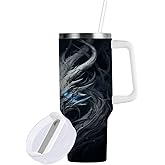 YETTASBIN Dragon 40 oz Tumbler with Handle, Stainless Steel Vacuum Insulated Sports Water Bottle, Leak-proof Travel Coffee Mug Cup with Lid and Straw for Water, Iced Tea or Coffee