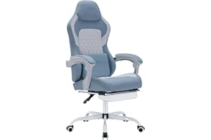 NIONIK Gaming Chair, Ergonomic Computer Gamer Chair, Gaming Chairs for Adult with Massage Lumbar, Office Video Game Chair with Adjustable Height & Backrest (Cyan White)