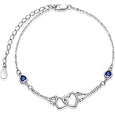 Dorunmo Blue Anklet for Women 925 Sterling Silver Something Blue Anklet for Bride Sapphire September Birthstone Beach Foot Wedding Jewelry for Bride