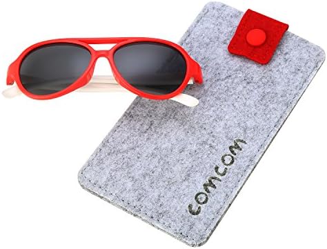 Rubber Flexible Kids Polarized Sunglasses for Baby and Children Age 3-10 (RED/WHITE)
