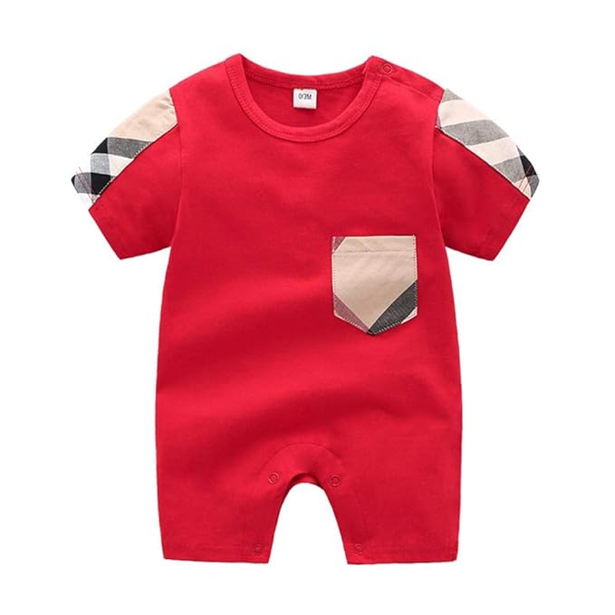 Pijama De Algodon Para Recien Nacido De Manga Corta Para Verano Rojo Baby Amazon Com