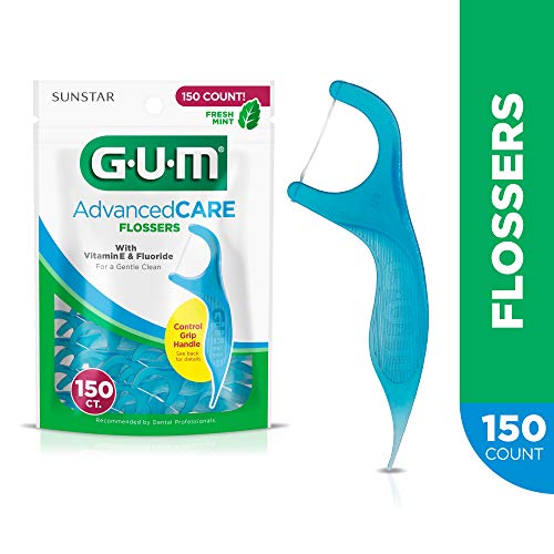 GUM Advanced Care Flossers, Fresh Mint, Vitamin E & Fluoride, 150 Count