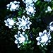 Qedertek Solar Christmas Lights, 19ft 30 LED Flower Waterproof Garden Decoration Lighting for Indoor/Outdoor, Patio, Lawn, Garden, Christmas, and Holiday Festivals (White)