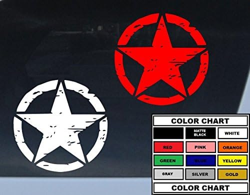 GET 2 Oscar Mike 6x6 inch vinyl decal 11 COLOR CHOICES distressed star car truck