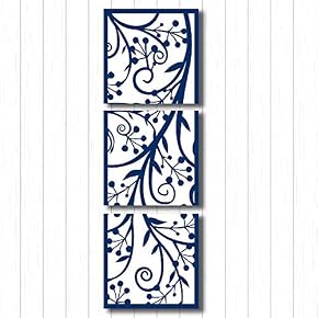 NWT Canvas Wall Art Blue Flowers Pattern Painting...
