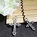 Heather's cf 95 Pcs Crosses Silver Cross Bulk Cross Pendant for Men Small Cross Charms Rosary Beads 21 X 11mm