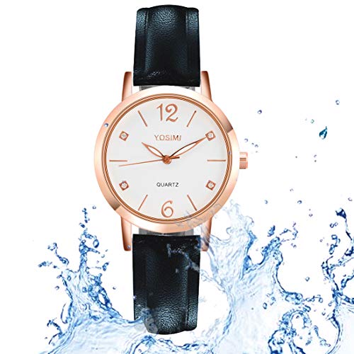 YOSIMI Woman Watch Waterproof Analogue Quartz White Leather Strap Rosegold Case