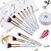 Makeup Brushes 10 Pieces Marble Makeup Brush Set with Makeup Brush Bag and Brushes Color Removal Sponge Professional Face Eyeliner Blush Contour Foundation Cosmetic Brushes for Powder Liquid Cream