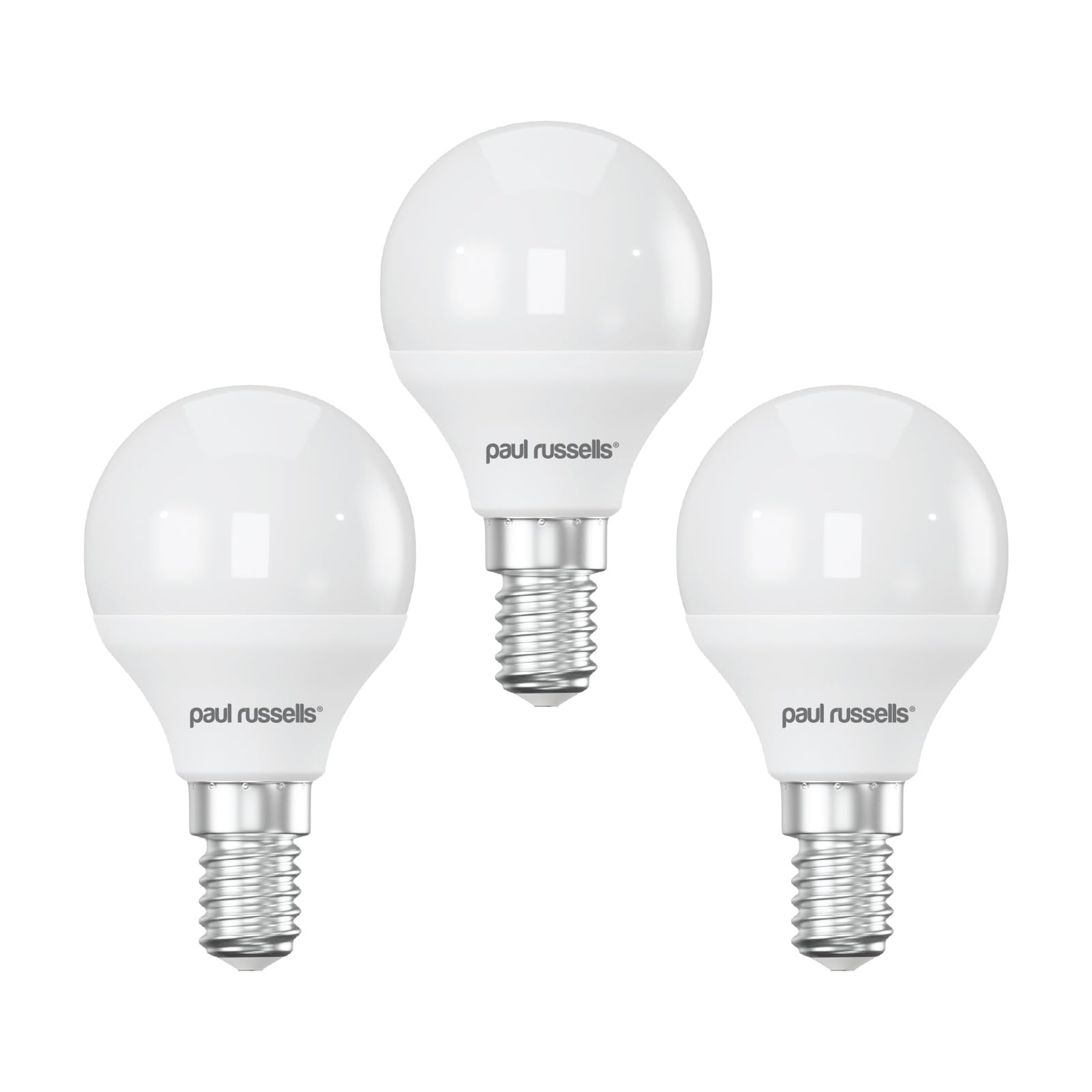 paul russells LED Light Small Edison Screw E14, 40w Equivalent, 4.9W 470Lumens LED Bulb, 4000K Natural Cool White, Mini Globe Frosted G45 SES Golf Ball Energy Saving (Not Dimmable) Lightbulbs, 3 Pack