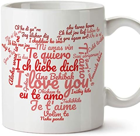 Lovers Mug - Nice Gift for Him and Her for Valentine's Day, Wedding and Anniversary- Te Quiero/I Love You/Multiple Languages - Ceramic Mug for Couples 11 oz