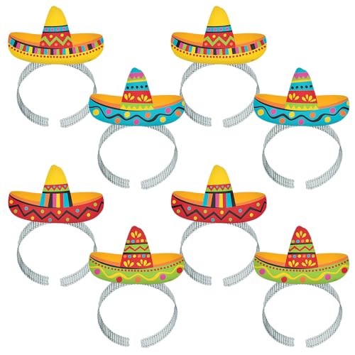 (PKT) Fiesta Fun Mini Sombrero Headbands (8 pk)