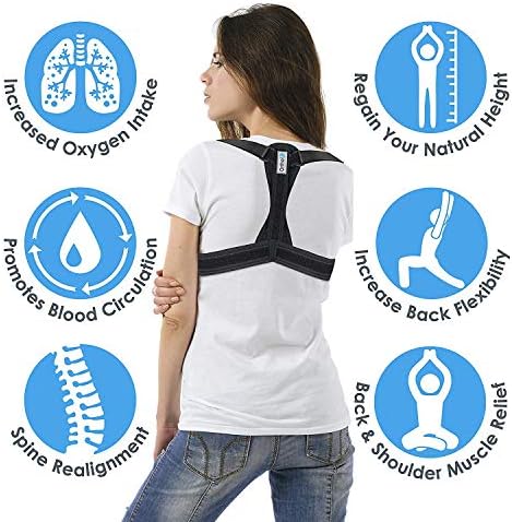 Posture Corrector for Women and Men, Posture Trainer Back Brace - Adjustable Neoprene Straps Provide Neck/Shoulders/Spinal Back Support and Pain Relief