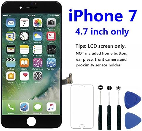iPhone 7 Replacement Screen , 4.7 inch LCD screen Display Touch Screen Digitizer Assembly with Professional Glass Screen Protector and all repair tools (Black)