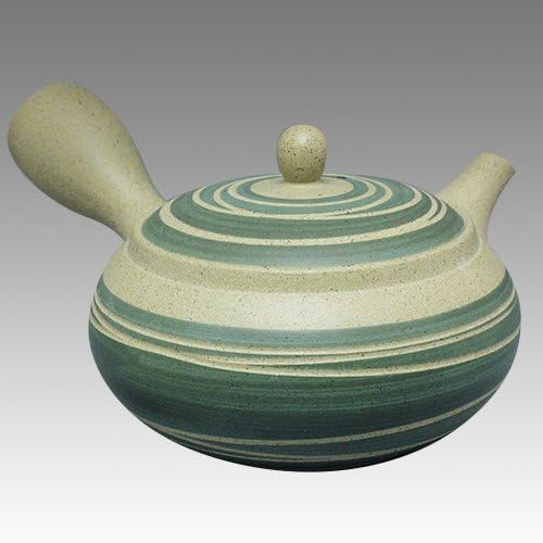 TOKYO MATCHA SELECTION - Tokoname Kyusu teapot - AKIRA - Green Line Stage 360cc/ml - obi ami stainless steel net [Standard ship by SAL: NO Tracking number &amp; Insurance]