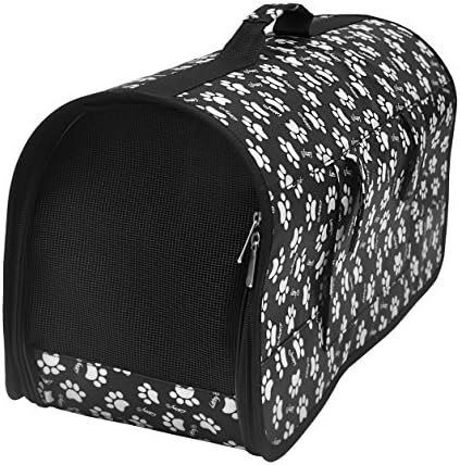 Captain Pet 18.90"L9.45"W10.24"H Light Weight Portable Travel Claws Print Pet Carrier Durable and Breathable Dog Crate (Black Claws,18.90"L9.45"W10.24"H)
