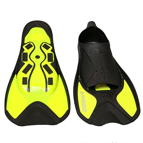 ANGGO Short Dive Fins for Swimming and Snorkeling (Fluorescent Yellow, Small)