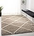 Safavieh Hudson Shag Collection SGH281S Beige and Ivory Moroccan Diamond Trellis Area Rug (9' x 12')
