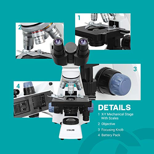 ESSLNB Biological Microscope with Phone Adapter 40X-2000X Binocular Microscope NA1.25 Abbe Condenser X/Y Mechanical Stage - Thumbnail 7