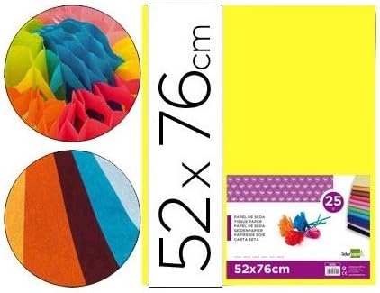 Yellow Silk liderpapel Paper 52 x 76 cm 18 GR - Package of 25 Sheets, 25 Hojas