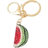 Bestdays Crystal Green Watermelon Handbag Keychain Purse Charm Pendant Car Bag Ornaments Fruit Pocket Keychain Key Ring