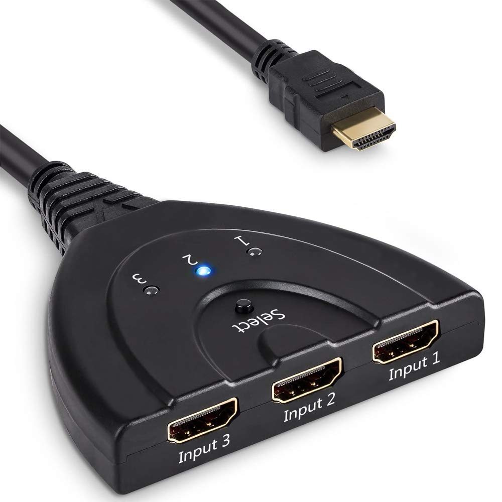 MMOBIEL 3 Port HDMI Switch Splitter HUB with 50cm pigtail cable: Supports 1080p 3D for HD TV PS3/PS4 Xbox 360
