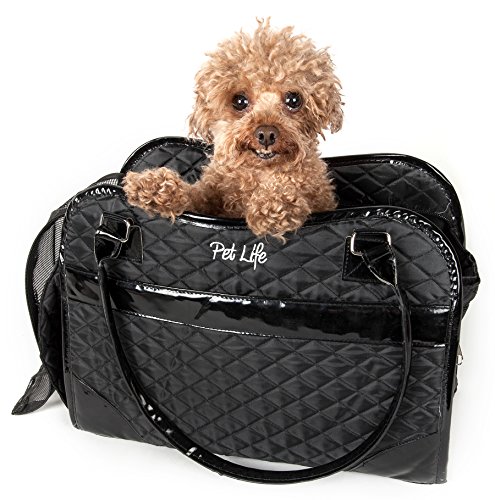 PET LIFE 'Exquisite' Handbag Fashion Designer Travel Pet Dog Carrier, One Size, Black (Best Mid Range Handbags)