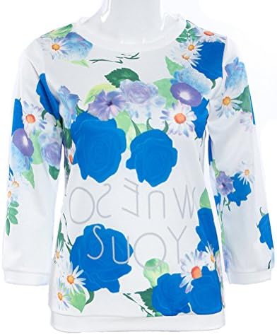 HowFitU Womens Rose Print Pullover Sweatshirt Sweaters