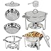 ZENY Round Chafing Dish Full Size 5 Quart Stainless Steel Deep Pans Chafer Dish Set Buffet Catering Party Events Warmer Serving Set Utensils w/Fuel Holder (1)