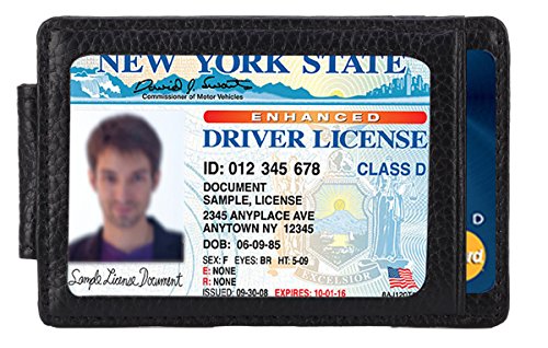 Money Clip, Front Pocket Wallet, Leather RFID Blocking Strong Magnet thin Wallet (one size, Black)