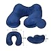 Hawkko Inflatable Travel Pillow, Head/Chin/Neck Support, Velvet Super Soft Neck Pillow, Lightweight/Compact/Portable, Navy