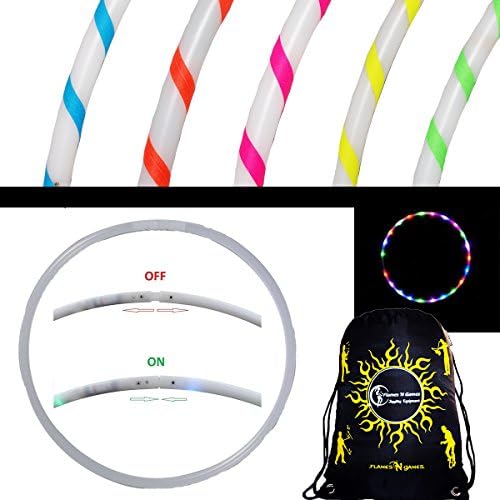 Flames N Games Euphoria Glow LED Hula Hoop - Multi Coloured 29 LEDs - Battery + Bag! Bright Colours for Hoop Dance and Excercise 90cm!