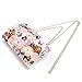 Women's Evening Clutch Bag Satin Flower Pearl Beaded Evening Handbag Bridal Clutch Purse Prom