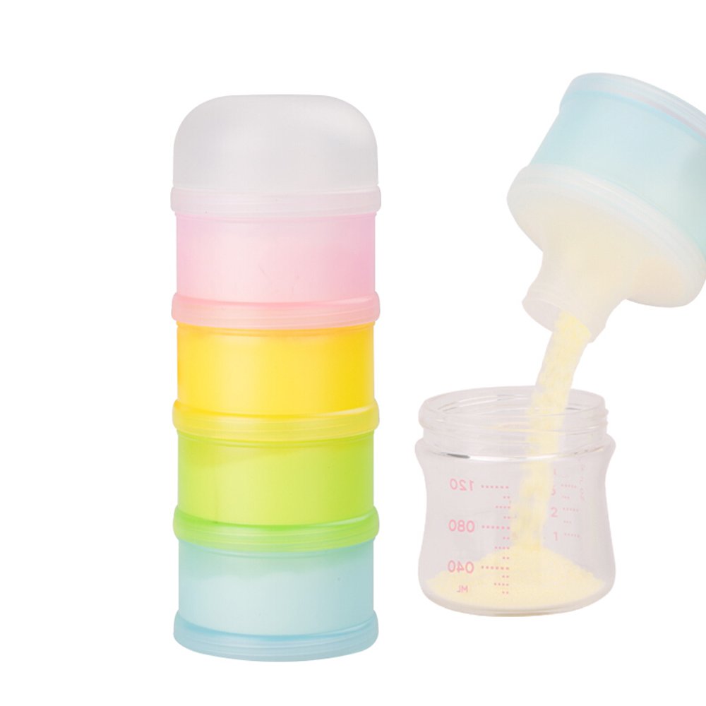 Formula Dispenser, Kidsmile Twist-Lock Stackable On-The-Go BPA Free Milk Powder Box Baby Food Storage Container Snack Cups for Toddlers - 4 Feeds, no Powder Leakage : Baby