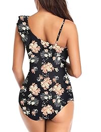 Traje de baño de maternidad Tankini para dama Un hombro Traje de baño de verano con volantes de verano