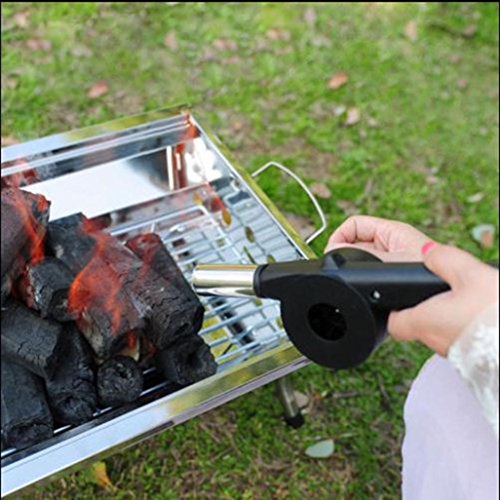 OVERMAL BBQ Hand Crank BBQ Fan Air Blower Powered Fire Bellows Outdoor Camping Cooking - Thumbnail 2