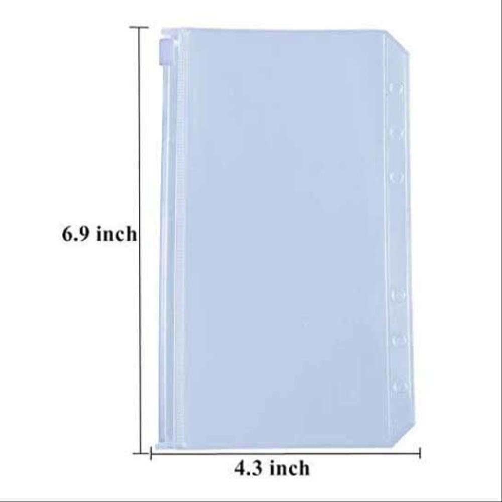 12pcs Binder Pockets A5/a6 Size Binder Zipper Folders for 6-Ring Notebook Binder Waterproof PVC Pouch Document Filing Bags 12-Pack-A6 Size