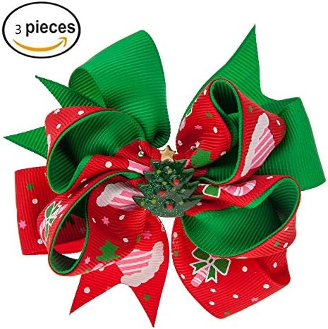 QSKS Red and Green Chest Accessories with The Christmas Tree,3pcs