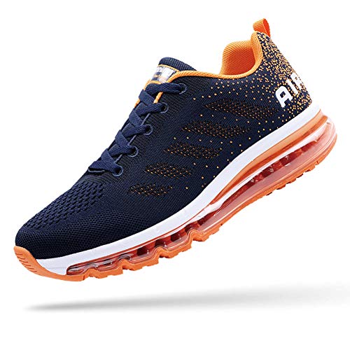 UPSOLO Mens Walking Casual Air Cushion Cross Trainer Shoes Trail Running Fitness Footwear Mesh Soft Sole Breathable Jogging Outdoor Sports Sneakers(833 Orange 38)