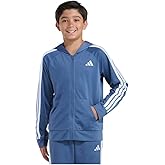 adidas Youth Boy's Tricot 3 Stripe Full Zip Track Jacket (US, Alpha, Large, Regular, Lt Navy)