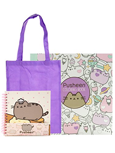 PusheenSpiral Bound Notebook and Pusheen Coloring Book Gift Combo | Pusheen Gift Combo | With Reusable Non-Woven Tote Bag