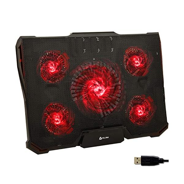 KLIM-Cyclone-Laptop-Cooling-Stand-Maximal-Cooling-XL-Laptop-Stand-With-5-Cooling-Fans-Compatible-Gaming-Laptop-Cooling-Pad-Red-New-2021-Version KLIM Cyclone Laptop Cooling Pad - NEW 2023-5 Fans Cooler - No More Overheating - Increases PC Performance and Life…