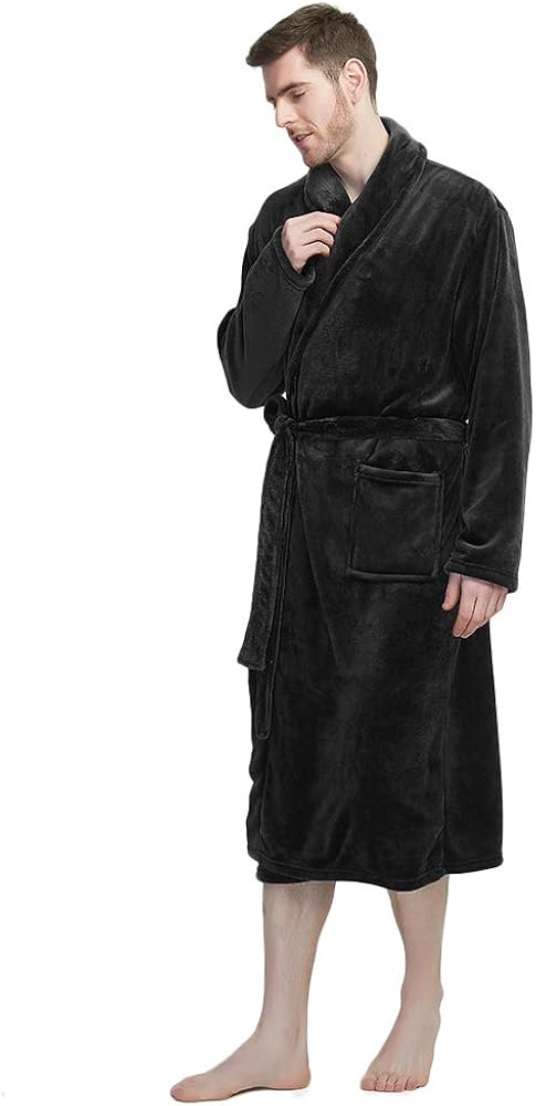 U2SKIIN Mens Fleece Robe Plush Collar Shawl Bathrobe at  Men’s Clothing store