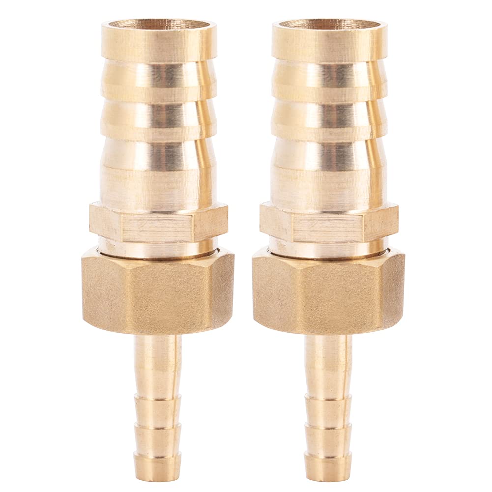 FLEXMAN 2Pcs Brass Hose Barb Reducer, 6mm Brass Fitting, Reducing Plug Connector for Connecting Two Different Pipe Diameters (6-16Mm)