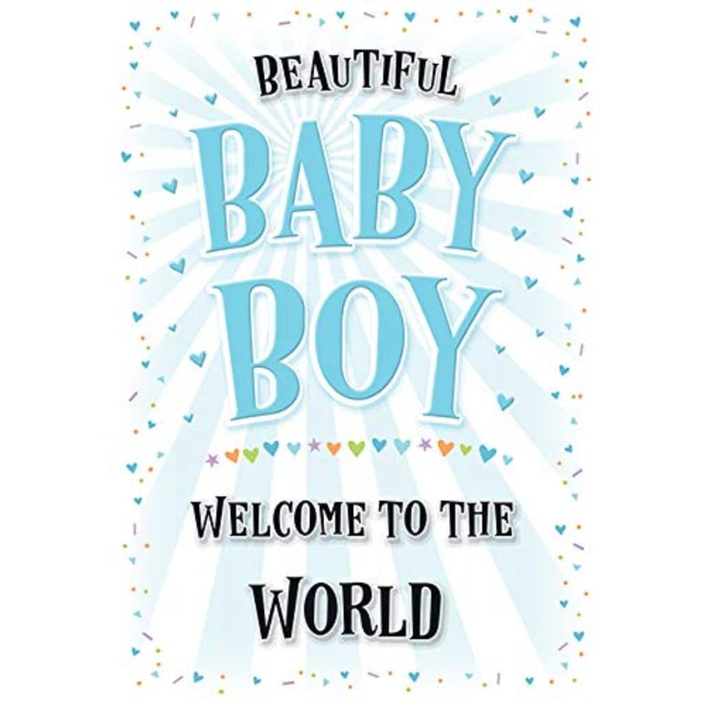 Piccadilly Greetings Modern Baby Boy Card Welcome to The World - 7 x 5 inches, A11839